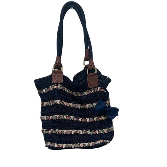 The Sak Navy Cambria Crocheted Large
Double Strap Tote with Woven Ribbon - Picture 1 of 8